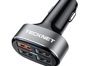TECKNET USB Car Charger 54W 4-Port USB Car Charger Adapter QC 3.0 Port Compatible with iPhone 14 Pro Max/14 Plus/iPhone 13 12 11 Pro Max X XR XS 8 Samsung Galaxy Note 20/10 S21/20/10 Google Pixel