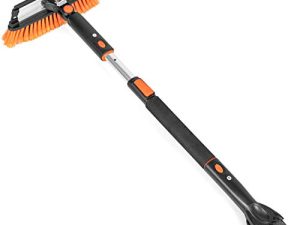 Snow MOOver 39" Extendable Snow Brush with Detachable Ice Scraper for Car | 11" Wide Squeegee & Bristle Head | Size: Car & SUV | Lightweight Aluminum Body with Ergonomic Grip | Windshield Paint Safe