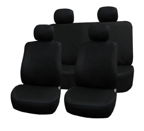 FH Group Car Seat Covers Full Set Black Cloth - Universal Fit Automotive Seat Covers FH Group Car Seat Covers Full Set Black Cloth - Universal Fit Automotive Seat Covers
