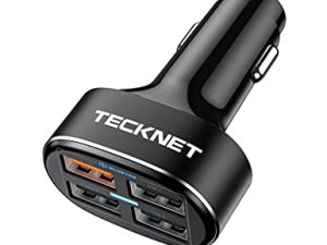 TECKNET USB Car Charger 54W 4-Port USB Car Charger Adapter QC 3.0 Port Compatible with iPhone 14 Pro Max/14 Plus/iPhone 13 12 11 Pro Max X XR XS 8 Samsung Galaxy Note 20/10 S21/20/10 Google Pixel