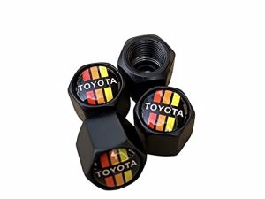 Tactilian Retro Toyota Valve Stem Cap - Red Orange Yellow Yota Aluminum with Rubber Ring Tire Wheel Rim Dust Cover fits Cars
