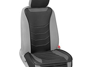Motor Trend LuxeFit Gray Faux Leather Car Seat Cover for Front Seats