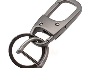 MECHCOS Metal Keychain Car Fob Key Chain Holder Clip with Detachable Valet Key Ring & Anti-Lost D-Ring for Men and Women - Gunmetal