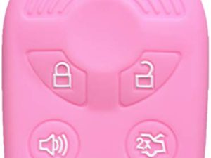 RUNZUIE Silicone Keyless Entry Remote Key Fob Cover Shell Compatible Fit for Ford Escape Explorer Mustang Transit Fusion Focus Lincoln Zephyr Mercury Grand Marquis Pink 4 Buttons