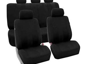 FH Group Car Seat Covers Full Set Black Cloth - Universal Fit