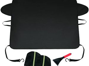 Xgunion Car Windshield Snow Cover for Ice and Snow- Durable 600D Oxford Fabric with Side Mirror Covers Ice Scrapers Waterproof Windproof Dustproof Windshield Covers Universal Fit for Most Vehicle
