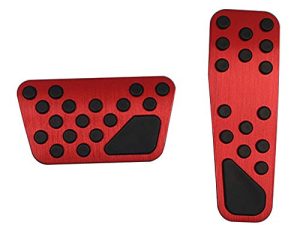 Hecotrax Aluminum Alloy Pedal Cover for Dodge Challenger 2009-2020 Charger 2010-2020 Chrysler 300 300C 2010-2016 No Drilling Aluminum Brake and Accelerator Pedal Covers (Red)