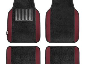 FH Group F14407BURGUNDY Universal Fit Premium Carpet Burgundy Automotive Floor Mats fits most Cars