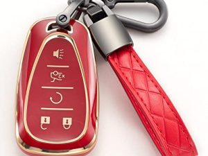 Saimui Compatible with Chevrolet Key Fob Cover with Keychain Full Protection Key Shell Case Compatible with Chevrolet 2017-2019 Chevy Malibu Camaro Cruze Traverse Sonic Volt Bolt Equinox-Red