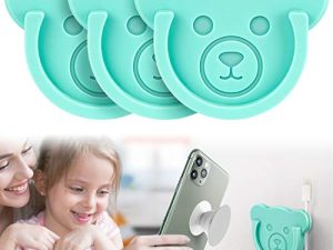 TOPGO Socket Car Mount for Phone Holder Cute Bear Style Silicone Grip Stand with Phone line Clasp for Collapsible Socket User Used on Dashboard