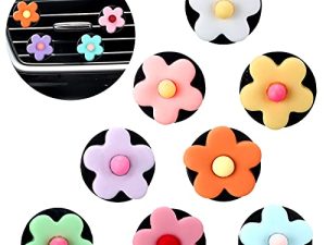 8 Pieces Flower Air Freshener Car Clips Car Air Vent Clip Car Accessories Interior Decor for Women Girls Cute Charm Colorful Air Vent Decorations (Vibrant Colors)