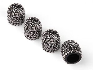 JUSTTOP 4 Pack Handmade Crystal Rhinestone Car Tire Valve Stem Caps