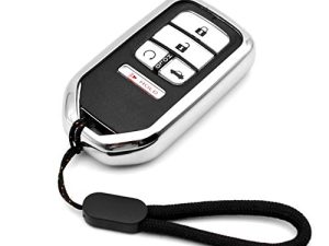 Fit for Honda Accord Civic Odyssey Passport Pilot Clarity Crosstour CRV CRZ Fit HR-V Insight Ridgeline Silver TPU Key Fob Cover Case Remote Holder Skin Protector Keyless Entry Sleeve Accessories