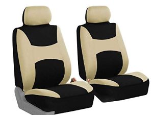 FH Group Car Seat Covers Front Set Beige Cloth - Seat Covers for Low Back Car Seats with Removable Headrest