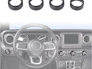 Voodonala Air Conditioner Headlight Switch Knob Trim for 2018-2022 Jeep Wrangler JL JLU Gladiator JT Trunk Black