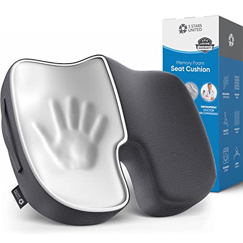 Seat Cushion Pillow for Office Chair - Memory Foam Firm Coccyx Pad - Tailbone Seat Cushion Pillow for Office Chair - Memory Foam Firm Coccyx Pad - Tailbone