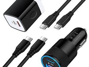 USB C Box Block Android Fast Charging 38W Dual Port Car Charger +2x 6ft USB-C to-C Cable for Samsung Galaxy A13 5G