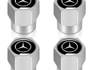 for Mercedes-Benz Valve stem Cover Suitable for Mercedes-Benz CESM CLK GLK GL AB AMG GLS GLE AMG Series tire Valve stem Cover Accessory 4 Pieces Silver，This Valve Cover is not Made by Mercedes-Benz