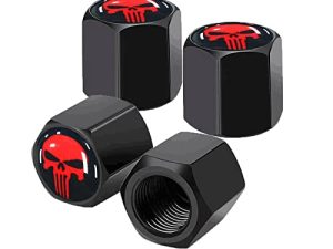Gseigvee 4 Pack Skull Car Wheel Tire Valve Stem Caps Airtight Dust Proof Covers Universal Tire Air Valve Caps for Cars
