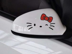 2pcs Good Hello Morning Kitty Kitten Red Bow Graphic Decal Car Auto Side Mirror Sticker Accessories Sticker Mirror Auto Car RV