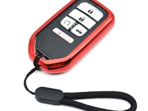 MECHCOS Fit for Honda Accord Civic Odyssey Passport Pilot Clarity Crosstour CRV CRZ Fit HR-V Insight Ridgeline Red TPU Key Fob Cover Case Remote Holder Skin Protector Keyless Entry Sleeve Accessories