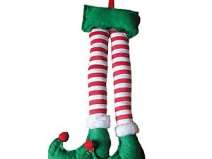 GCARTOUR Christmas Car Auto Costume Decoration Santa Claus Elf Legs Plush Stuffed Feet Sticking Out of Trunk or Stuck in Christmas Tree Decor (Elf)
