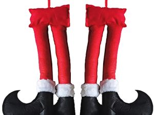 GCARTOUR Christmas Car Auto Costume Decoration Santa Claus Elf Legs Plush Stuffed Feet Sticking Out of Trunk or Stuck in Christmas Tree Decor (Santa 2PACK)