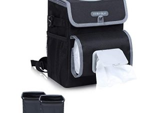 Farasla All-in-One Car Trash Can with 2 Removable Leakproof Interior Liners