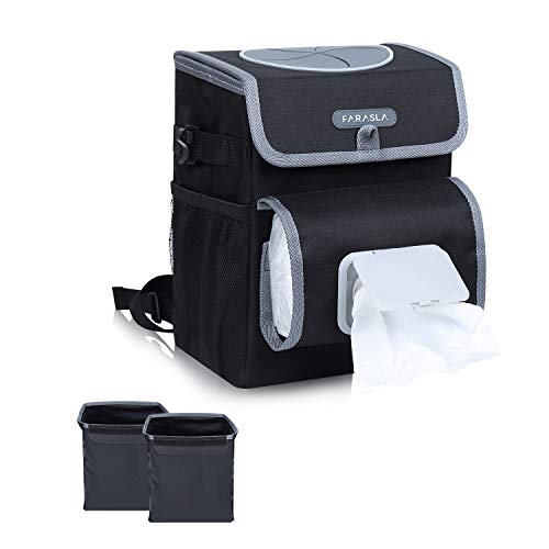 Farasla All-in-One Car Trash Can with 2 Removable Leakproof Interior Liners Farasla All-in-One Car Trash Can with 2 Removable Leakproof Interior Liners