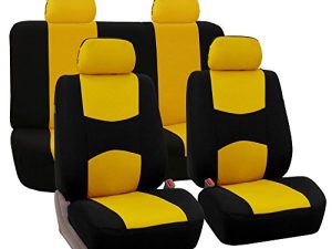 FH Group Car Seat Covers Full Set Yellow Cloth - Universal Fit Automotive Seat Covers