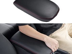 JDMCAR Center Console Cover Compatible with Toyota RAV4 Accessories 2023 2022 2021 2020 2019 and 2021-2022 RAV4 Prime Customized Middle Console Lid Cover Pad Protector (Red Trim)