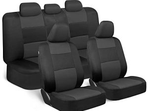 BDK PolyPro Car Seat Covers Full Set in Charcoal on Black – Front and Rear Split Bench Car Seat Cover