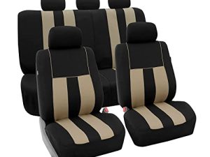 FH Group Car Seat Covers Full Set Beige Cloth - Universal Fit