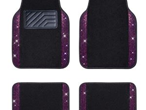 CAR PASS Bling Rhinestones Diamond Universal Dark-Purple Car Floor Mats