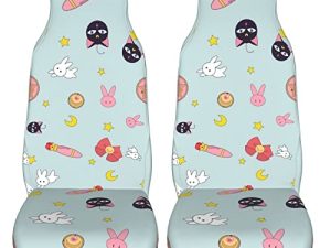 meiystyle Anime Car Seat Cover 2 PCS Front Seat Covers Sailor Moon Car Accessories for Women Fits Most Cars SUVs Trucks