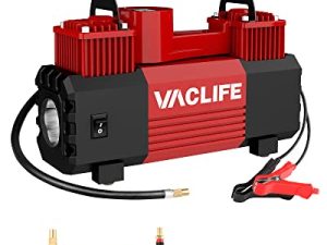 VacLife Heavy Duty Tire Inflator - Air Compressor Portable Double Cylinders for Trucks