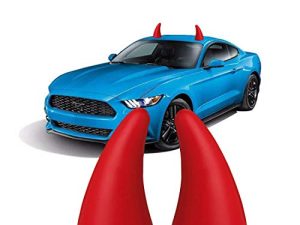 Car Roof Decoration 3D Bumper Hood Stickers - Easy to Fnd Car in The Parking Lot - Anti-Collision Protector Devil Horn Car Helmet Sticker Decal (Red