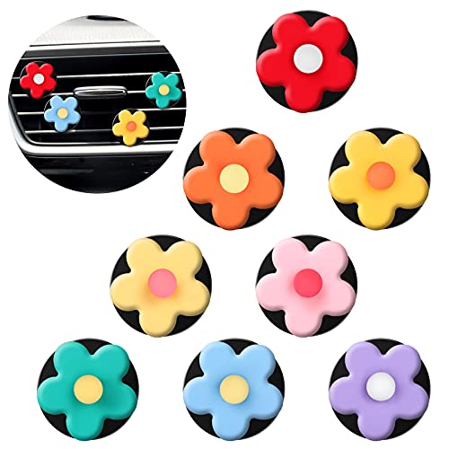 8 Pieces Flower Air Freshener Car Clips Car Air Vent Clip Car Accessories Interior Decor for Women Girls Cute Charm Colorful Air Vent Decorations (Bright Colors) 8 Pieces Flower Air Freshener Car Clips Car Air Vent Clip Car Accessories Interior Decor for Women Girls Cute Charm Colorful Air Vent Decorations (Bright Colors)