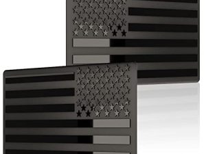 Embossed 3D Metal All Black American Flag Emblem Decal Stickers (1 Pair)