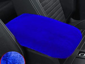 Forala Auto Center Console Pad Fluffy Coral Fleece Car Armrest Seat Box Cover Protector Universal Fit (L-Blue)