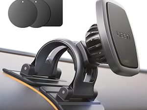 LISEN Magnetic Phone Holder for Car Fit Curved Surfaces Car Phone Holder Mount Flexible & Stable Dashboard Magnetic Phone Car Mount with 3 Metal Plates Fit All iPhone 14/13/12/11