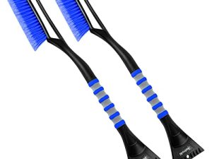 AstroAI 2 Pack 27" Snow Brush and Detachable Deluxe Ice Scraper with Ergonomic Foam Grip for Cars (Heavy Duty ABS