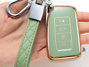 Saimui for Lexus Key Fob Cover with Keychain Soft TPU 360 Degree Protection Key Shell Case Compatible with RX ES GS LS NX RS GX LX RC LC Smart Key-Green