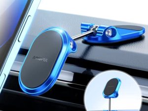 Magnetic Phone Holder for Car Metal Multi-Functional 6X Magnets Cell Phone Mount Double 360° Rotation Desk Phone Holder Magnet Car Mount Suitable for Dashboard Screens Compatible with All Phone Blue