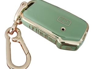 BINOWEN QIXIUBIA for Kia Key Fob Cover Keyless Remote Smart Key Shell with Keychain Fit for Kia Ceed Cerato Forte NIRO Seltos Sorento Soul Sportage Telluride (Green)