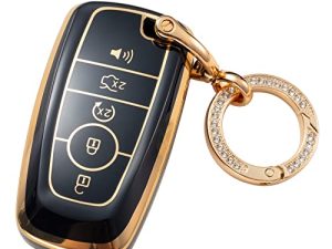 CAJISU Key Fob Cover Compatible with Ford Escape Expedition Explorer F-150 F-250 F-350 F-450 F-550 Maverick Mustang Lincoln Aviator TPU Remote Keyless Key Fob Case Protection Shell Accessories
