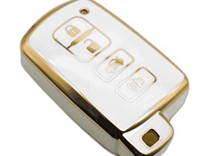 FEYOUN Key Fob Cover Compatible with Toyota Avalon Camry Corolla RAV4 Sequoia Highlander Smart 4 Buttons TPU Remote Keyless Key Fob Case Protection Shell Accessories