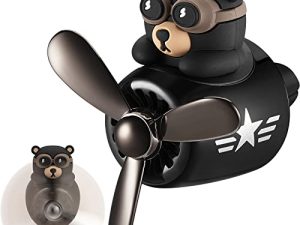 Bear Pilot Car Air Freshener Cute Car Diffuser Rotating Propeller Air Outlet Vent Fresheners Aromatherapy Ornament Car Accessories Automotive Air Fresheners for Cars (Cool Style)