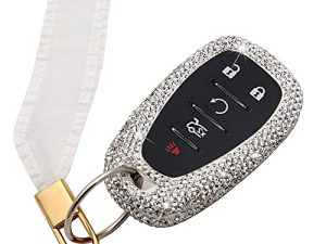 Ornater Handmade Bling Crystal Diamond Key Fob Cover Compatible with Chevrolet Chevy Malibu Camaro Cruze Traverse Sonic Volt Bolt Equinox 2016-2021 (Silver)