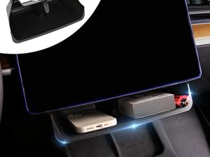 EVFIT for Tesla Model 3 Model Y Accessories Center Console Organizer Storage Box Under Screen Tray ABS Storage Bag Sunglasses Holder Case